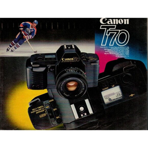 1984 Canon T70 Camera f/ Wayne Gretsky Vintage Print Ad (L8) - Picture 3 of 3